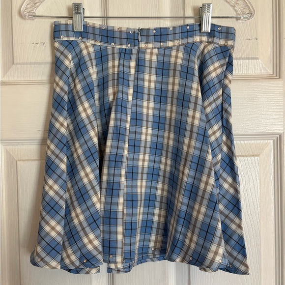 Plaid Blue and Cream Women's Skirt - Picture 2 of 2